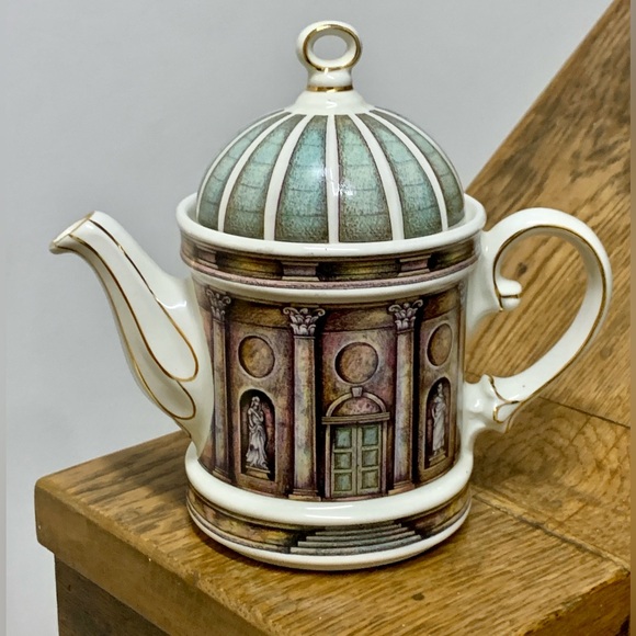 1980s Vtg Sadler England Stourhead National Trust Temple of Apollo Teapot - Picture 11 of 16